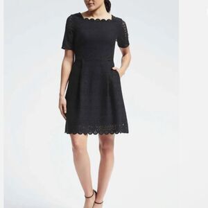 BANANA REPUBLIC LASER CUT FIT & FLARE DRESS
